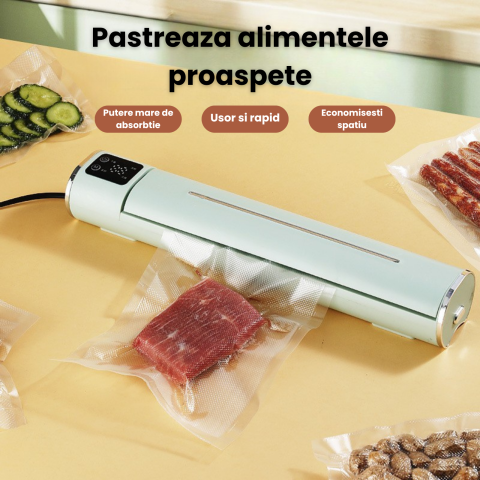 Aparat de vidat si sigilat alimente HASEPE, 90W, pentru alimente, 4 functii vidare uscat/umed/sigilare/local, sigilare rapida si etansa, compatibil cu pungi de vidat [1]