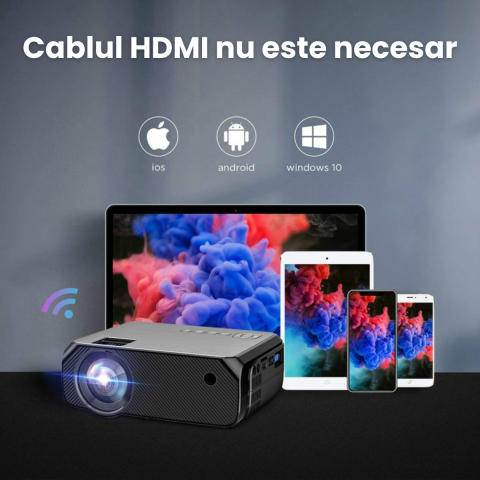 Videoproiector portabil HASEPE, WiFi Mirroring Android/iOS/Windows/MacBook, Rezolutie HD 720P, 3900 LUX, HDMI, USB, SD, VGA, AV, difuzor integrat, ideal pentru acasa si exterior [1]