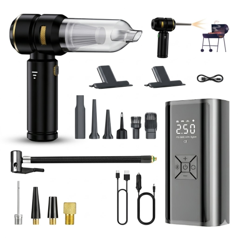 Pachete promotionale - Pachet Compresor Auto HASEPE 150 PSI + Aspirator Auto Portabil 4 in 1, Baterie 4500 mAh + 6000 mAh, Afisaj LCD, 3 Viteze, Filtru HEPA, Umflare Roti si Curatare Completa Masina, Kit Auto Multifunctiona