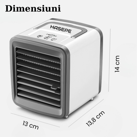 Racitor Ventilator aer portabil HASEPE, Ventilator pulverizare cu Apa, Mini aer USB, Silentios cu 2 viteze 3600 rpm/2700 rpm, Rezervor 200ml, Lumina LED, Buton ON/OFF, Climatizare Personala pentru Bir [10]