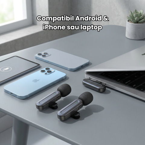 Microfon Lavaliera HASEPE Wireless 2.4G Auto Connect, Microfon Lavaliera Pentru Telefon, Streaming Live Si Interviuri, Microfon Wireless Lavaliera Cu Reducere Zgomot, Microfon Lavaliera Omnidirectiona [6]