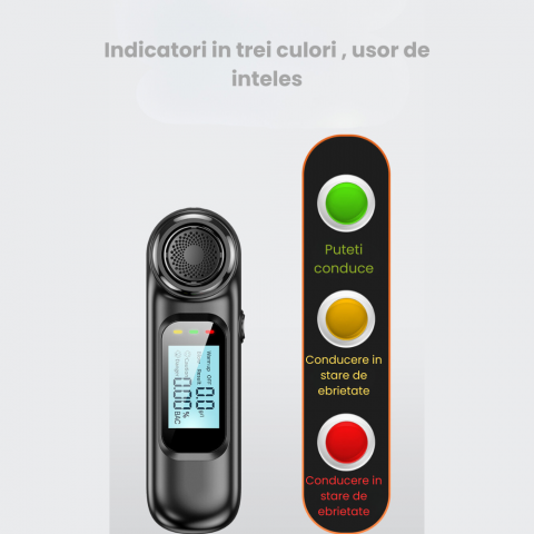 Etilotest Profesional HASEPE, Fara Contact, Alcoolmetru Digital, Calibrare Automata, Acuratete +/-0,01% BAC, LCD Color, USB-C, 300 Testari, Negru Mat [5]
