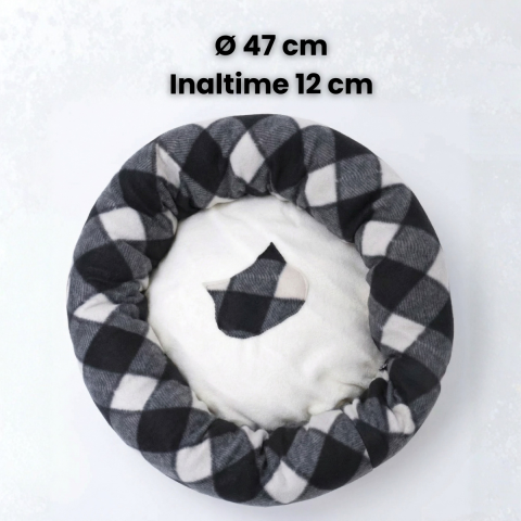 Pat Caini si Pisici HASEPE Rotund Cu Carouri, Pat Pisici Confortabil Din Poliester, Pat Caini De Talie Mica Cu Baza Impermeabila, Culcus Pisici Pentru Interior, Design Modern, Pat Pisici Usor De Intre [4]