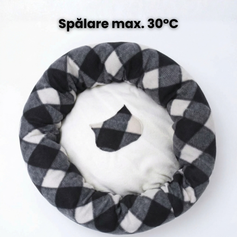 Pat Caini si Pisici HASEPE Rotund Cu Carouri, Pat Pisici Confortabil Din Poliester, Pat Caini De Talie Mica Cu Baza Impermeabila, Culcus Pisici Pentru Interior, Design Modern, Pat Pisici Usor De Intre [6]