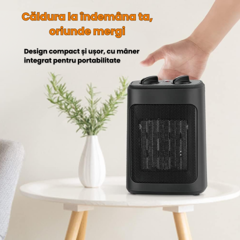 Aeroterma electrica cu ventilator HASEPE, 2000W, 2 trepte incalzire, termostat, 20m², protectie rasturnare, protectie supraincalzire, negru [7]