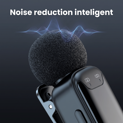 Microfon Lavaliera Wireless HASEPE® Mini Microfon Wireless Cu Reducere Zgomot, Microfon Lavaliera Pentru iPhone Android iPad, Microfon Wireless 2.4GHz, USB-C Lightning, Microfon Lavaliera Pentru Podca [2]