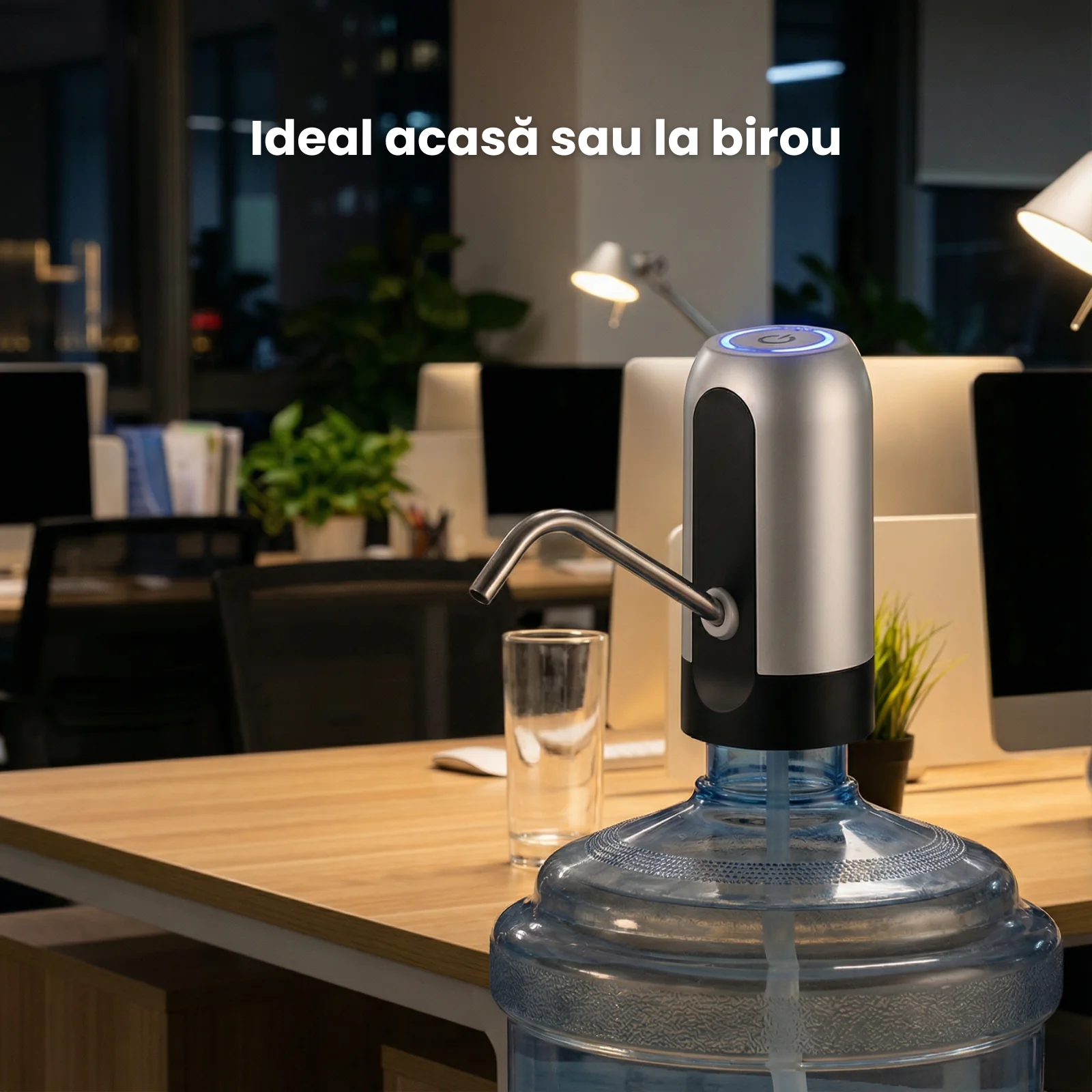 Pompa electrica apa HASEPE, portabila pentru bidon, dozator electric apa cu incarcare USB si baterie 1600 mAh, aparat portabil apa cu LED si umplere rapida, compatibil 5L 10L 15L 19L, silicon PP rezis [7]