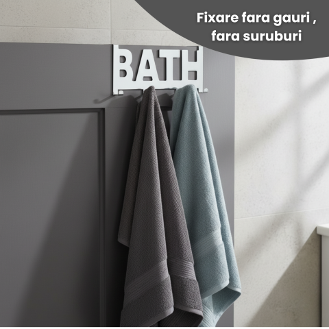 Suport Prosop HASEPE, 4 Carlige, 32 x 11.5 x 4.5 cm, Argintiu [2]