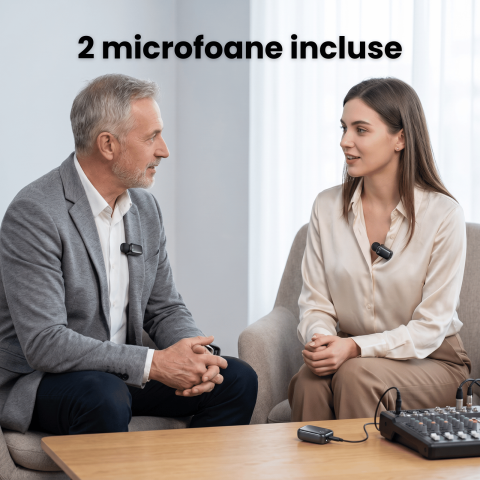 Microfon Lavaliera Wireless HASEPE® Mini Microfon Wireless Cu Reducere Zgomot, Microfon Lavaliera Pentru iPhone Android iPad, Microfon Wireless 2.4GHz, USB-C Lightning, Microfon Lavaliera Pentru Podca [7]
