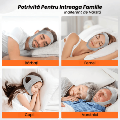 Curea Anti Sforait HASEPE, Suport Maxilar Reglabil, Banda pentru Barba si Barbie, Material Elastic si Respirabil, Marime Universala, Gri [3]