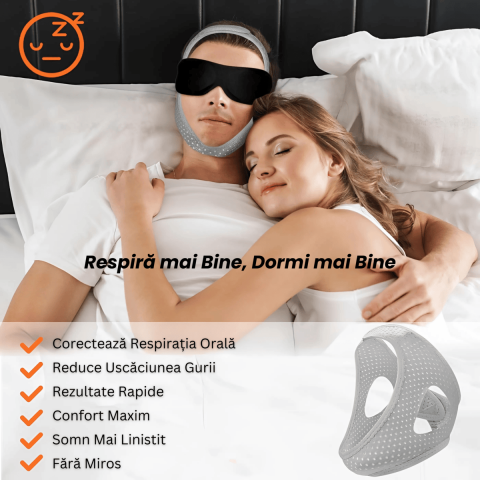 Curea Anti Sforait HASEPE, Suport Maxilar Reglabil, Banda pentru Barba si Barbie, Material Elastic si Respirabil, Marime Universala, Gri [4]