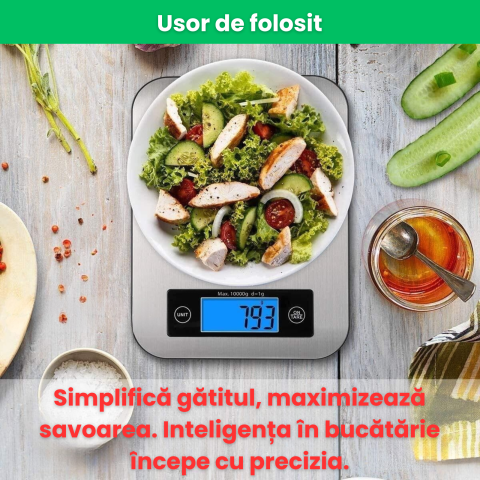 Cantar electronic de bucatarie HASEPE, capacitate 5 kg, afisaj LCD, suprafata din inox, masurare precisa in g/kg/oz/ml, oprire automata si functie tara [6]