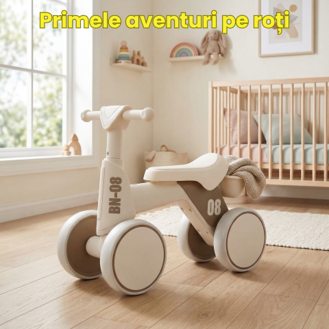 Bicicleta Echilibru HASEPE 4 Roti Pentru Copii 18-36 Luni, Bicicleta Fara Pedale Cu Lumini Si Sunete, Bicicleta Copii Stabilitate Sporita, Cadru Rezistent, Roti Largi Antiderapante, Bicicleta Echilibr [1]