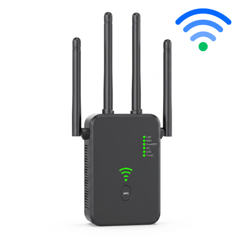 Acces Point-uri - Range Extender WIFI HASEPE® 1200M Dual Band, Repeater WIFI Semnal, Amplificator WIFI Cu Acoperire Extinsa, Range Extender WIFI Cu Protectie, Repeater WIFI Casa Birou, Amplificator WIFI Stabil, Design