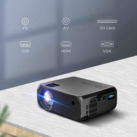 Videoproiector portabil HASEPE, WiFi Mirroring Android/iOS/Windows/MacBook, Rezolutie HD 720P, 3900 LUX, HDMI, USB, SD, VGA, AV, difuzor integrat, ideal pentru acasa si exterior [4]