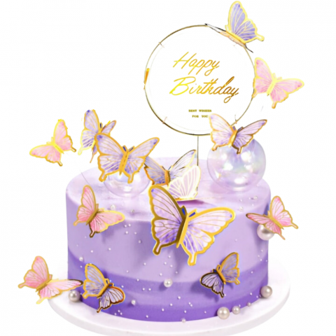 Decoratiuni - Decoratiuni tort Happy Birthday Home Sweet Paradise, set 11 piese fluturasi, pentru evenimentele speciale, multicolor