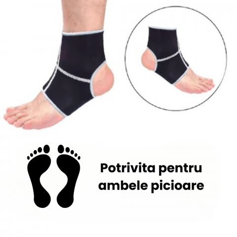 Glezniera Neopren HASEPE pentru copii, Orteza Glezna cu Compresie, Suport pentru Dureri si Inflamatii, Marime Unica, Unisex, Negru [1]