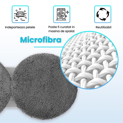 Set 8 lavete microfibra pentru robot curatare geamuri, compatibile 14 cm, lavabile si reutilizabile, set tampoane schimb pentru stergere eficienta [2]