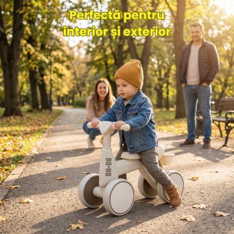 Bicicleta Echilibru HASEPE 4 Roti Pentru Copii 18-36 Luni, Bicicleta Fara Pedale Cu Lumini Si Sunete, Bicicleta Copii Stabilitate Sporita, Cadru Rezistent, Roti Largi Antiderapante, Bicicleta Echilibr [5]