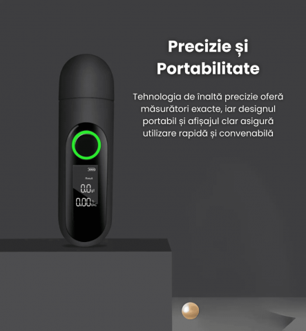 Tester Alcool Digital HASEPE, Senzor Semiconductor Precizie Ridicata, Afisaj LCD Iluminat, Reincarcare USB Type-C, Portabil, Functie Alarma, Negru [4]
