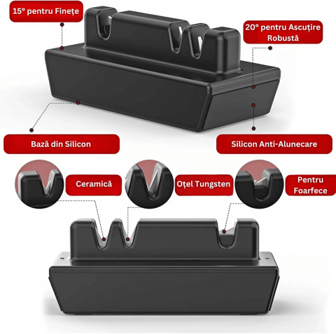 Ascutitor Cutite Rulant Profesional 5 in 1 HASEPE, Piatra Diamantata cu 2 Granulatii (400/1000), Suport Magnetic 15°/20°, Multifunctional, Pentru Cutite si Lame Ceramica [1]