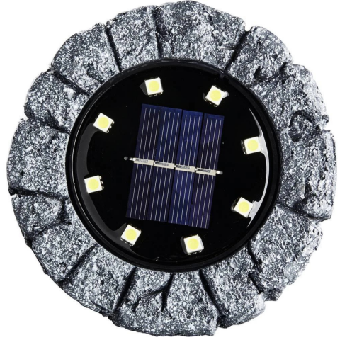 Lampa Solara LED Model Piatra HASEPE, 8 Becuri, Fixare Gazon, Ecologica, Baterie Reincarcabila, Fara Cablu 11x2cm [5]