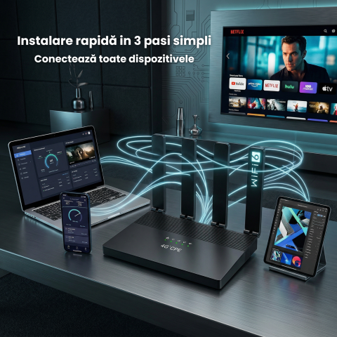 Router Wireless HASEPE 4G LTE WiFi6 Cu Slot SIM, Router Wireless LTE CAT4 150Mbps, Router Wireless Cu Baterie Integrata 5000mAh Pentru Internet Oriunde, Router Wireless Pentru Casa Birou Calatorii, Wi [5]