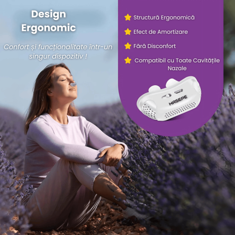 Dispozitiv Inteligent Anti-Sforait HASEPE, Reglabil cu Turbina si Incarcare USB, Previne Tulburarile Respiratorii, Pentru Toate Tipurile de Nas, Portabil si Confortabil, Somn Linistit [3]