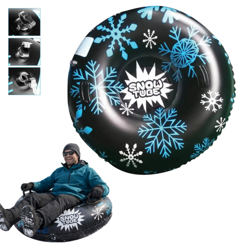 Sanie - Sanie Gonflabila HASEPE Pentru Adulti 120 Cm, Sanie Gonflabila Cu Manere De Siguranta Intarite, Sezut Adanc Confortabil, Sanie Gonflabila Adulti Pentru Zapada, Material Rezistent La Frig, Utilizare Ia