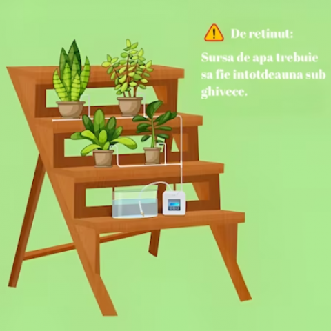 Sistem de irigare automat pentru plante, HASEPE, pentru 10 ghivece, udare prin picurare, temporizator pentru apa, programabil, conectare usb [3]