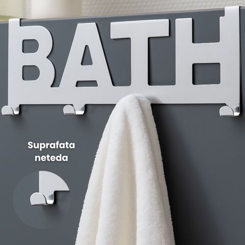 Suport Prosop HASEPE, 4 Carlige, 32 x 11.5 x 4.5 cm, Argintiu [6]