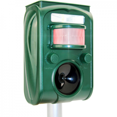 Articole antidaunatori gradina - Aparat Ultrasunete Anti Animale Salbatice HASEPE, Alungator Pisici, Caini, Pasari si Serpi, Acumulator Solar si USB, 5 Moduri Reglabile, Leduri Stroboscopice, Senzor Miscare, Negru