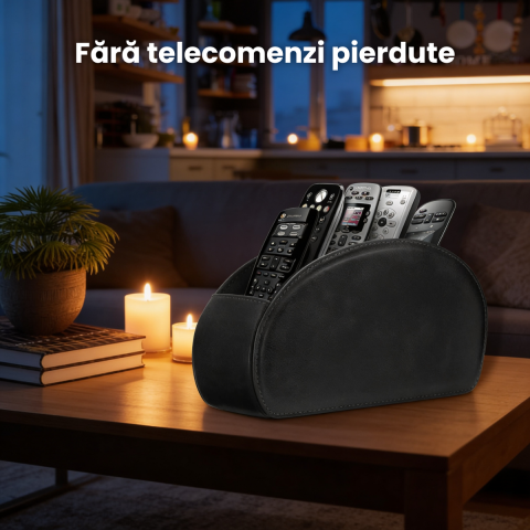 Suport Telecomenzi HASEPE Cu 5 Compartimente Din Piele Ecologica PU, Organizator Telecomenzi Pentru TV Si Media Player, Suport Telecomanda Pentru Ochelari, Telefon Sau Pixuri, Design Elegant Cu Textur [5]