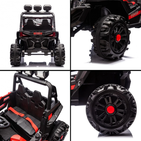 Masinuta Electrica Off Road 12V cu 3 Faruri HASEPE, Telecomanda pentru Parinti, Anvelope Mari – 4 Motoare, MP3/USB, 2-3 km/h [2]