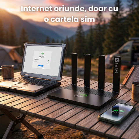 Router Wireless HASEPE 4G LTE WiFi6 Cu Slot SIM, Router Wireless LTE CAT4 150Mbps, Router Wireless Cu Baterie Integrata 5000mAh Pentru Internet Oriunde, Router Wireless Pentru Casa Birou Calatorii, Wi [1]