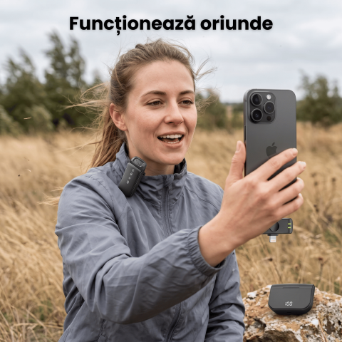 Set 2 Microfoane Lavaliera Wireless  HASEPE®, Microfon Lavaliera Dual Lightning USB-C, Lavaliera Wireless Cu Reducere Zgomot CVC, 2.4G, Baterie 600mAh, Pentru Vlogging, Streaming, Interviuri, Compatib [6]