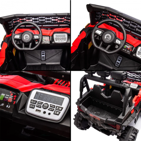 Masinuta Electrica Off Road 12V cu 3 Faruri HASEPE, Telecomanda pentru Parinti, Anvelope Mari – 4 Motoare, MP3/USB, 2-3 km/h [3]