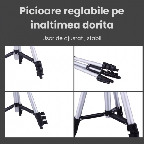 Trepied Foto Aluminiu Profesional HASEPE, cu Rotire 360 Grade si Inclinare 90 de Grade, Inaltime Ajustabila 35-102 cm, Nivela Inclusa, Usor de Utilizat pentru Camera, Telefon Mobil, Videoproiector, Ni [5]