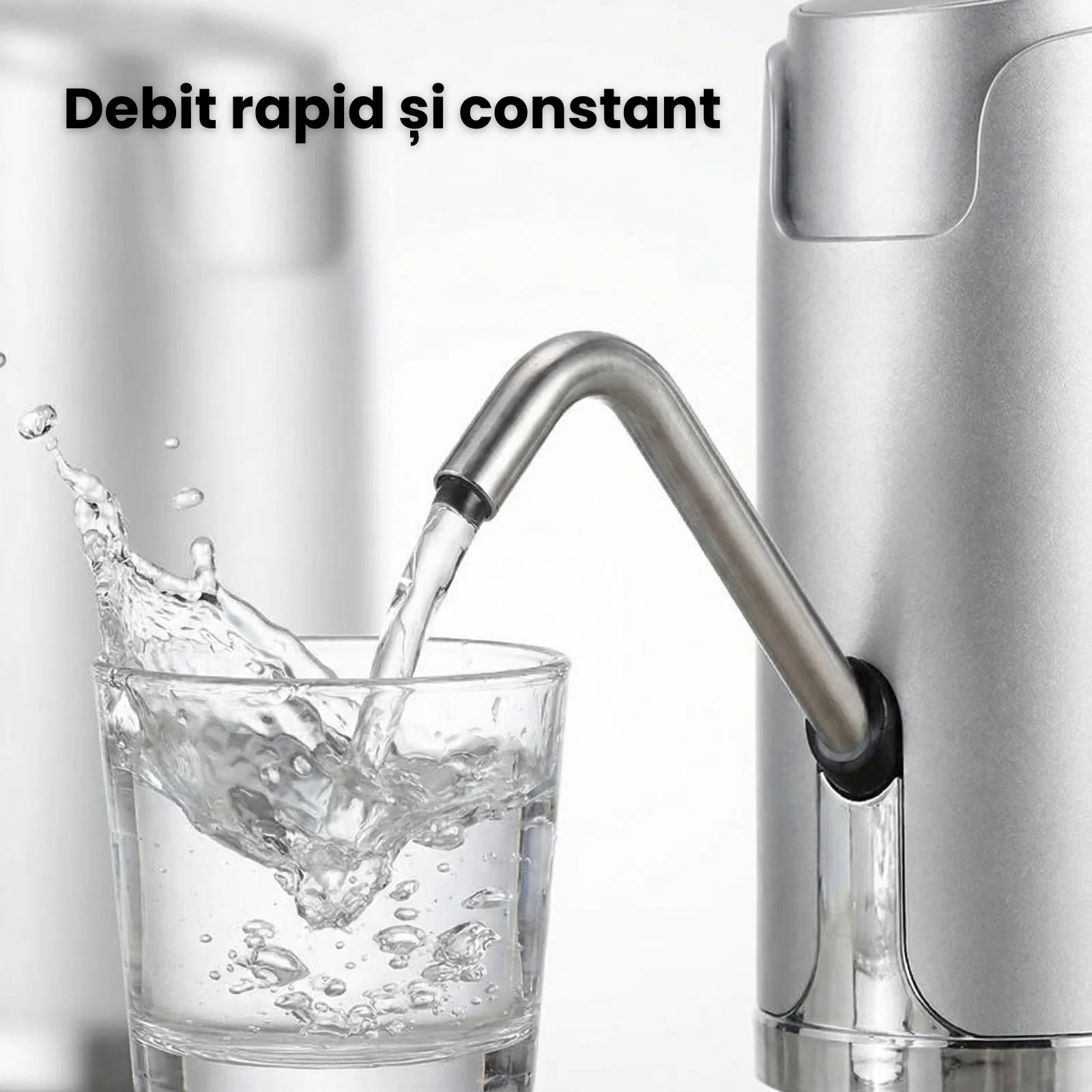 Pompa electrica apa HASEPE, portabila pentru bidon, dozator electric apa cu incarcare USB si baterie 1600 mAh, aparat portabil apa cu LED si umplere rapida, compatibil 5L 10L 15L 19L, silicon PP rezis [2]