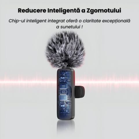 Set 2 Microfoane Lavaliera Profesionala Wireless HASEPE, Mini Mic Pro, Compatibil iPhone, Android, Laptop, Tableta, Type C, Lightning, Reducere Zgomot, Reincarcabile, Portabile, 2,4 GHz, Live Streamin [1]