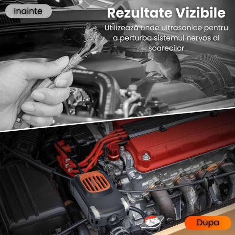 Aparat Anti Rozatoare Auto HASEPE, Anti Soareci si Sobolani, Protectie Motoare Masini, Ultrasunete si LED Intermitent, 2 Alimentari (Baterie/12V), Mod Auto Standby, Negru [2]