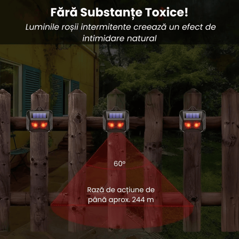 Dispozitiv Anti Daunatori Solar HASEPE, Alungator Pisici, Caini, Pasari si Serpi, LED Rosu Simulare Ochi Pradator, Protectie Gradina si Ferma, Ecologic, Rezistent Intemperii [3]