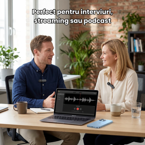 Microfon Lavaliera HASEPE Wireless 2.4G Auto Connect, Microfon Lavaliera Pentru Telefon, Streaming Live Si Interviuri, Microfon Wireless Lavaliera Cu Reducere Zgomot, Microfon Lavaliera Omnidirectiona [5]