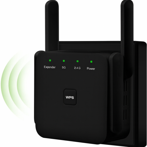Acces Point-uri - Range Extender WiFi HASEPE, Amplificator Wireless 1200 m², Suporta 80 Dispozitive, 4 Antene Puternice, Port Ethernet, Semnal Stabil, Instalare WPS Rapida, Compatibil Universal