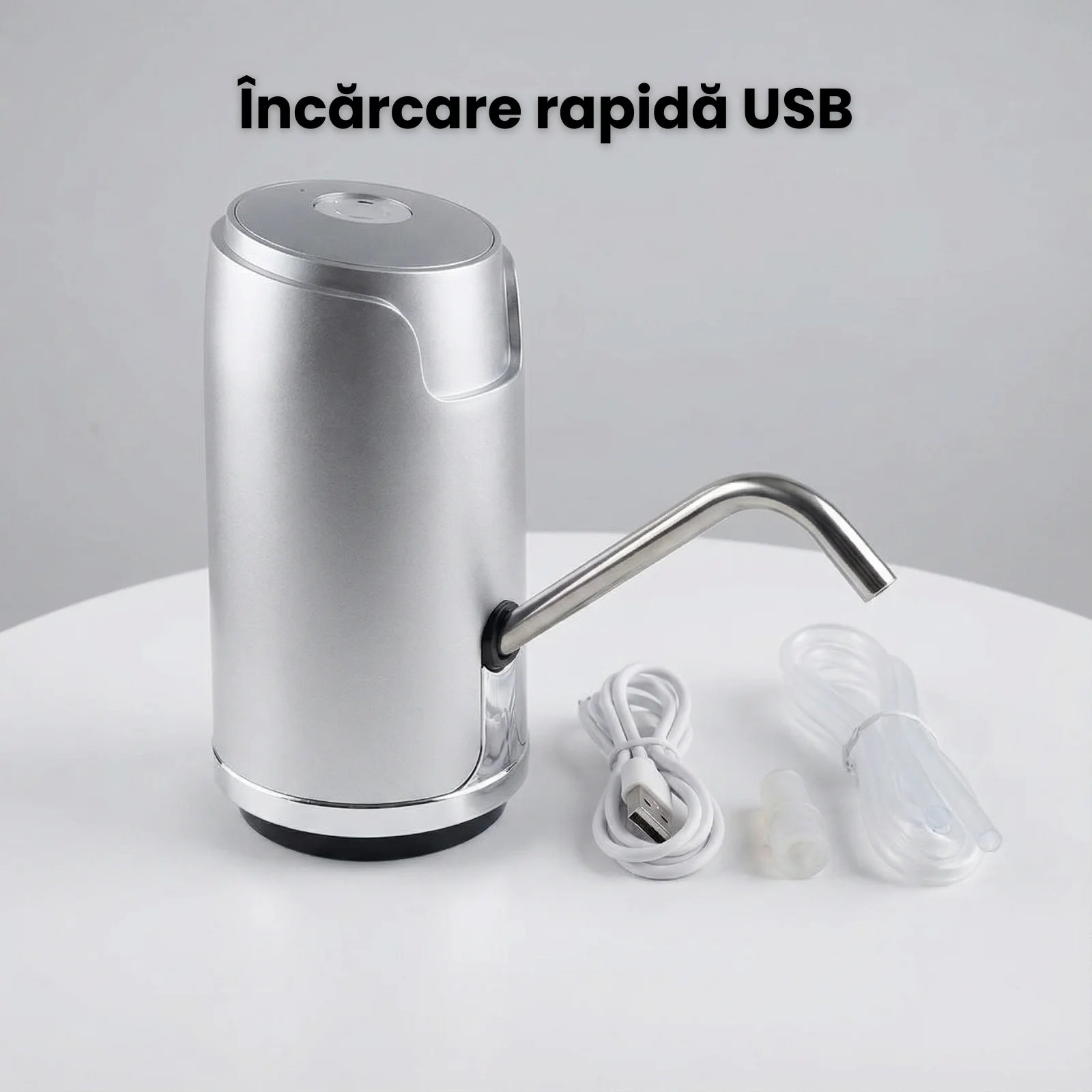 Pompa electrica apa HASEPE, portabila pentru bidon, dozator electric apa cu incarcare USB si baterie 1600 mAh, aparat portabil apa cu LED si umplere rapida, compatibil 5L 10L 15L 19L, silicon PP rezis [3]