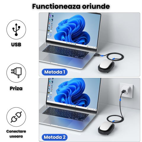 Mouse Jiggler HASEPE, Mecanic Cu Timer, Mouse Mover Fizic Fara Driver, Mouse Shaker Cu Miscare Aleatorie, Dispozitiv Ultra Silent Pentru PC Si Laptop, Anti Sleep, Alimentare USB Sau Adaptor, Compatibi [6]