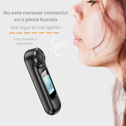 Etilotest Profesional HASEPE, Fara Contact, Alcoolmetru Digital, Calibrare Automata, Acuratete +/-0,01% BAC, LCD Color, USB-C, 300 Testari, Negru Mat [3]