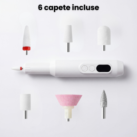Freza Unghii HASEPE Pro Portabila, Freza De Unghii Cu Acumulator, 18000 RPM, 2 Directii Rotatie, Design Ergonomic, Statia De Incarcare, Accesorii Incluse, Freza Unghii Pentru Manichiura Si Pedichiura, [3]