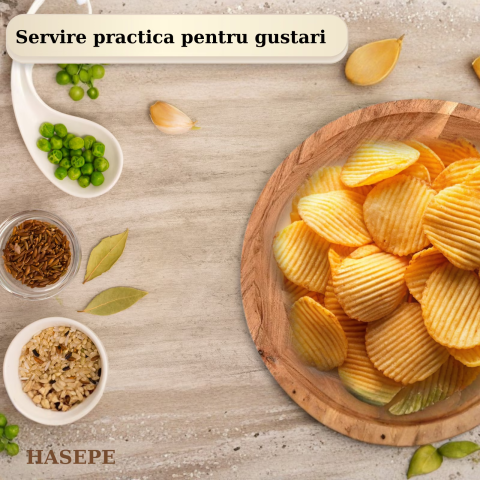 Bol mare pentru salată și fructe HASEPE, design rustic elegant, lemn natural, culoare închisă, 29x10.5cm, capacitate 3.5L [4]