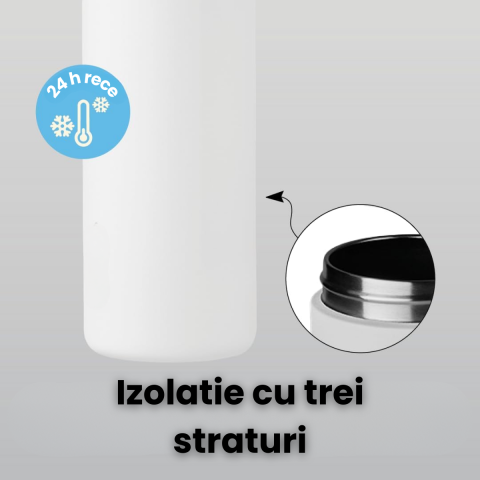 Cana Termos HASEPE, 710 Ml Din Otel Inoxidabil, Cana Termos Cu Gura Dubla, Termos Apa Cu Pereti Dubli Pentru Bauturi Reci, Termos Cu Pai Reutilizabil, Capac Cu Buton Anti-Scurgere, Compatibila Suport  [3]